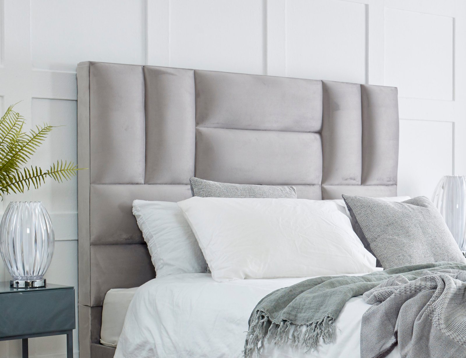 Luxury Cream Upholstered Fabric Bed Frame with Curved Headboard & Footboard - Image 10